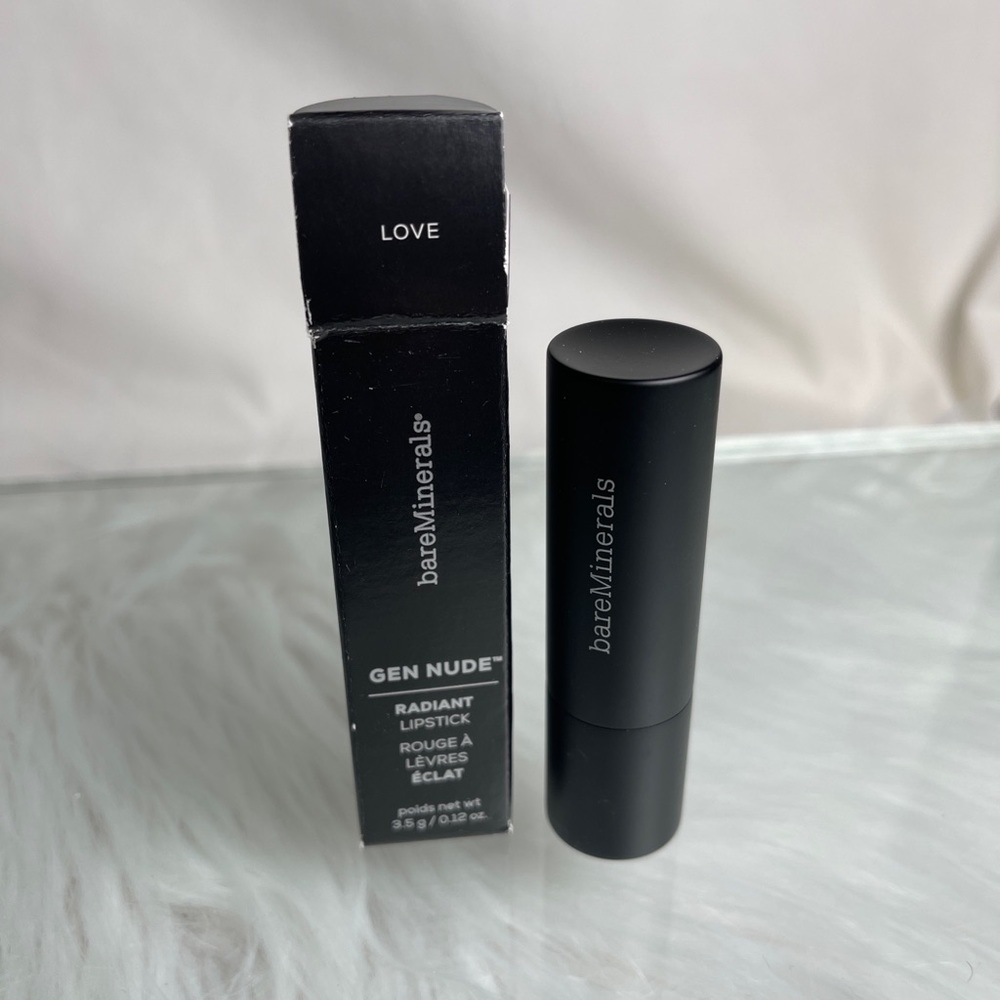 New in Box bareMinerals Gen Nude Radiant Lipstick 0.12oz/3.5g, Full Size, Love